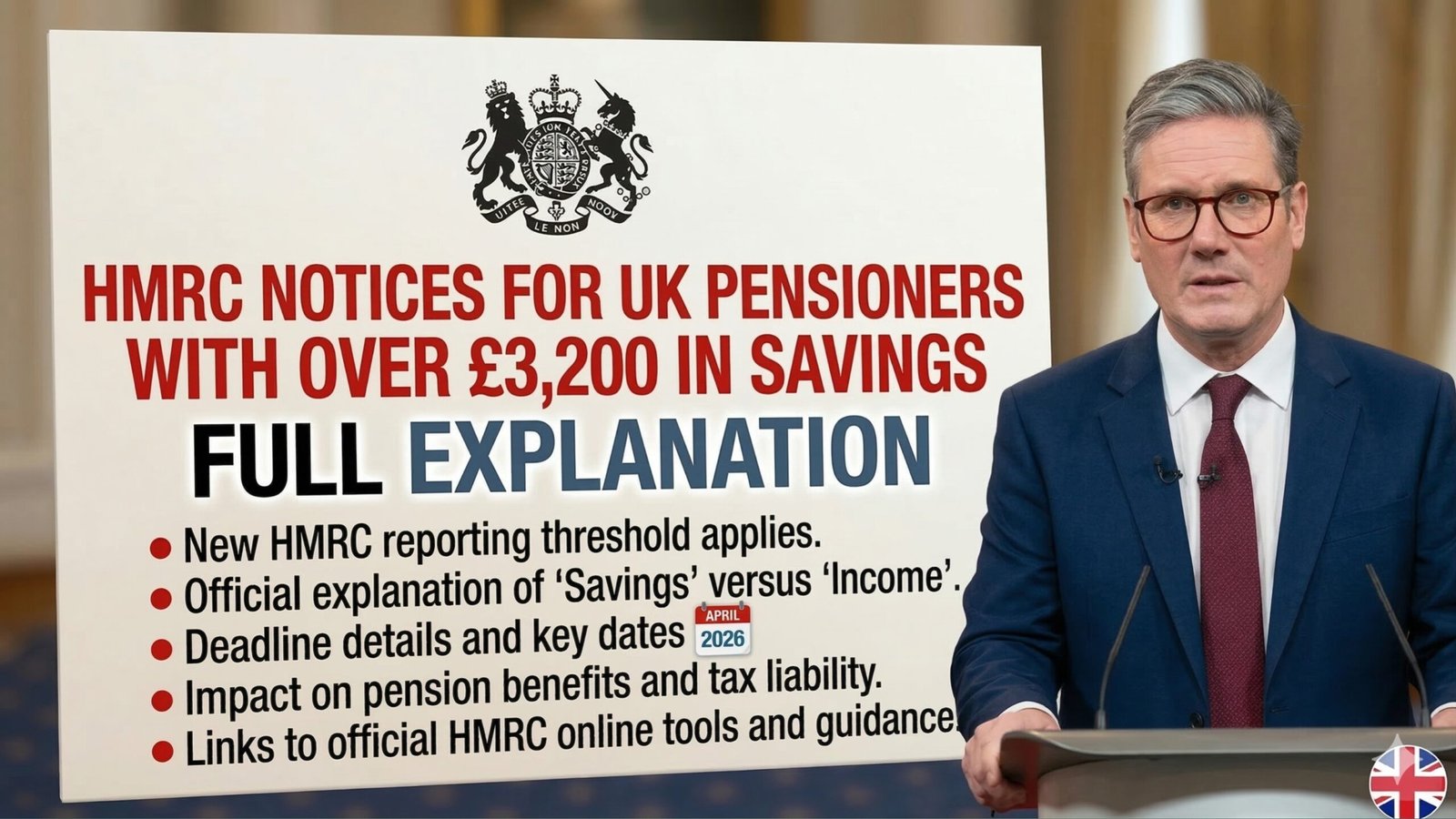 HMRC Notices for UK Pensioners With Over £3,200 in Savings