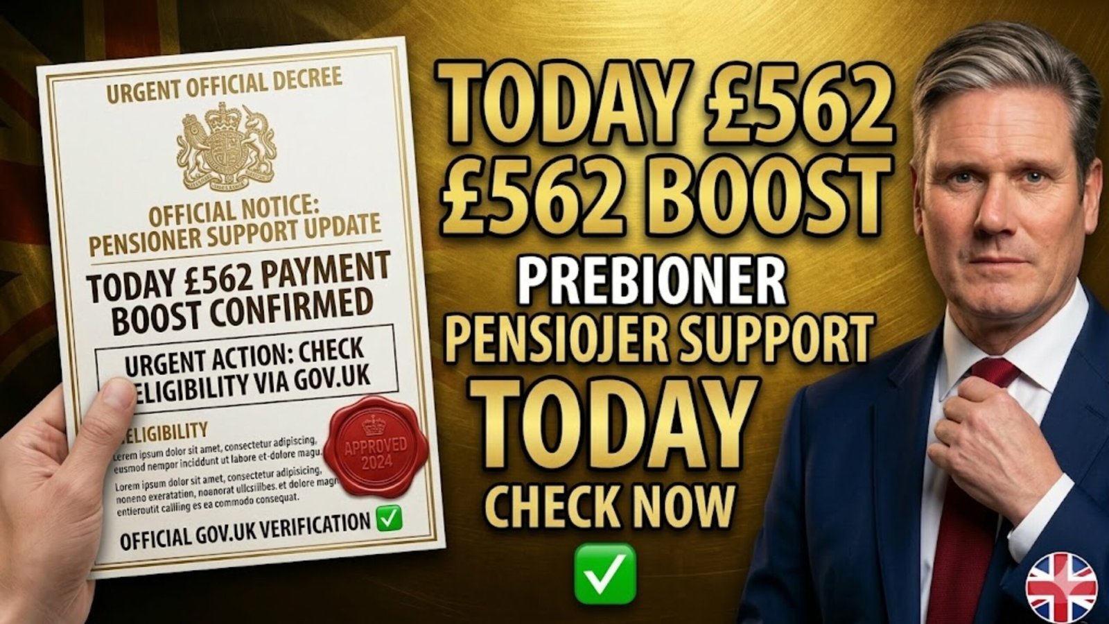 £562 Payment Boost Announced for Pensioners