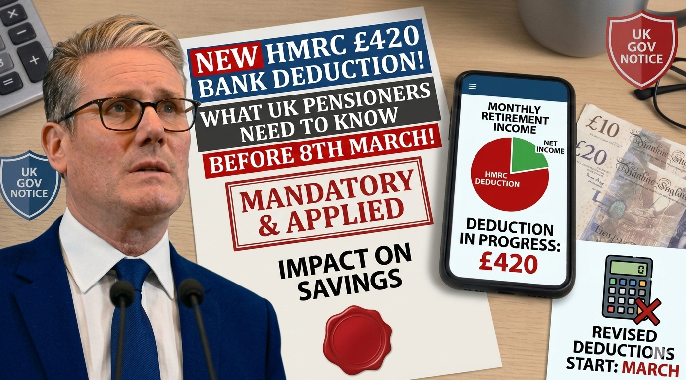 New HMRC £420 Bank Deduction: What UK Pensioners Need to Know Before 8th March
